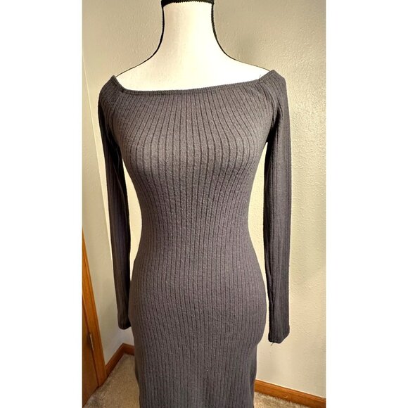 Urban outfitters Silence + Noise Womens Midi Dress Gray S Cosy Off Shoulder - Picture 14 of 15